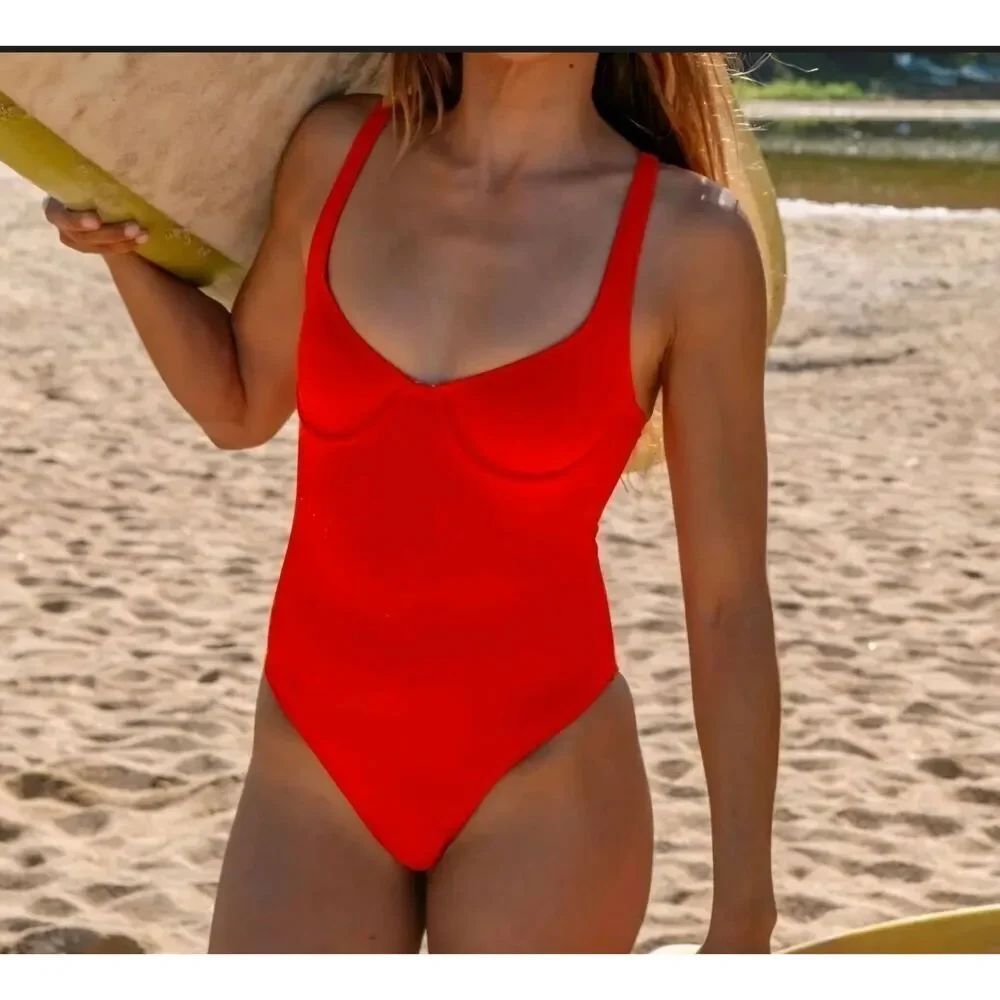 Seea Ginger One Piece Hibiscus swimsuit sz Medium